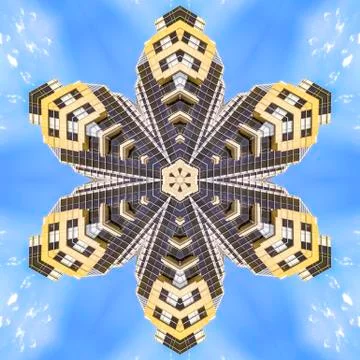 Angular star shape made from building in sky Stock Photos