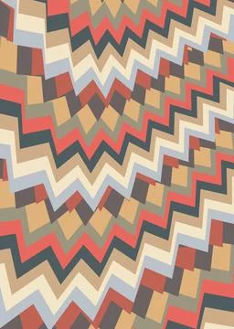 Angular striped shapes in a retro palette for textiles, websites, presentat.. Illustrazione stock