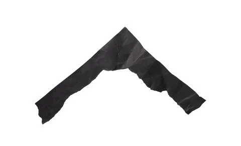 Angular torn black paper strip forming a sharp corner shape with rough teared Stock Photos