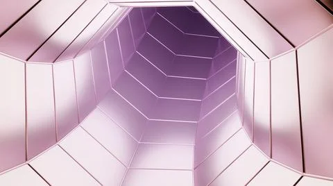 An angular tunnel of delicate colors.Design. An abstraction of a corridor moving Illustrazione stock