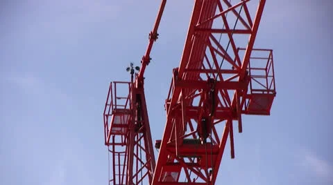 Angular view of top of crane with anemometer Stock Footage 22793489