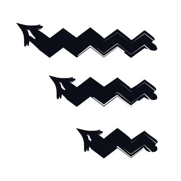 Angular zigzag arrows pointing left different sizes bold stroke graphic elements Stock Illustration