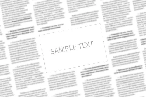 Angularly shot black and white newspaper with copy space in the middle. Writt Stock Photos