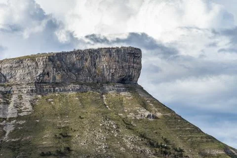 Angulo valley mountains under the clouds in Burgos Stock Photos