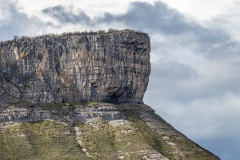 Angulo valley mountains under the clouds in Burgos Stock Photos