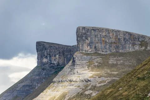 Angulo valley mountains under the clouds in Burgos Stock Photos