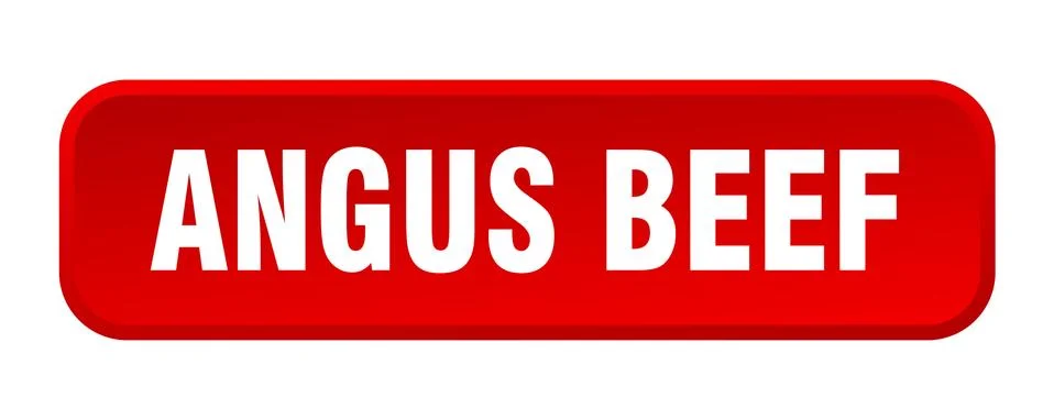 Angus beef button. angus beef square 3d push button Illustrazione stock