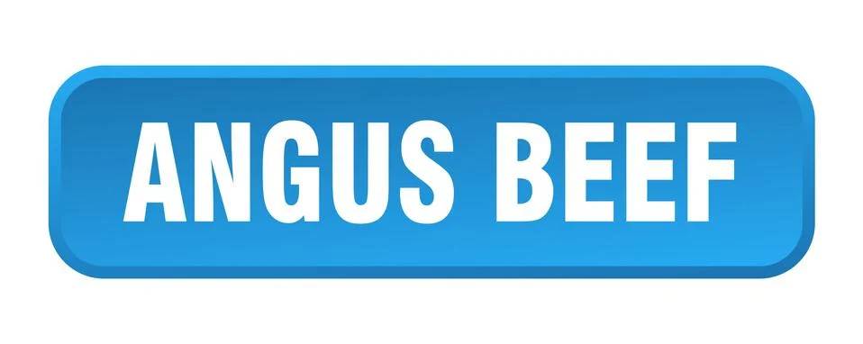 Angus beef button. angus beef square 3d push button Stock Illustration