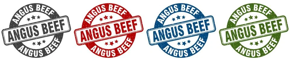 Angus beef stamp. angus beef round stamp set isolated on white background Stock Illustration