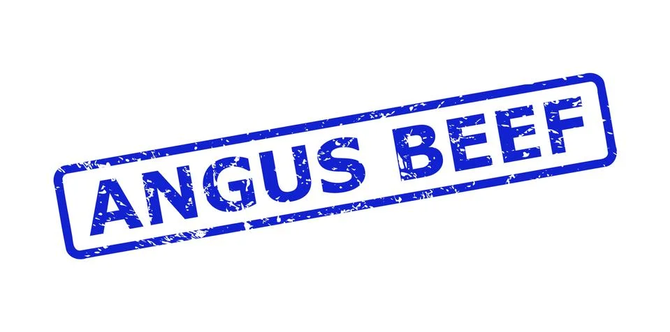 ANGUS BEEF Stamp with Corroded Texture and Rounded Rectangle Frame Stock Illustration