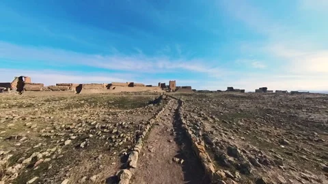 Ani Ancient City, desolate road, 360 camera  view Stock Footage 293132263