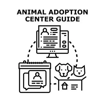 Animal adoption center guide application process diagram Stock Illustration