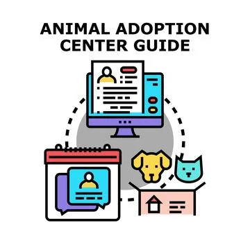 Animal adoption center guide application process diagram Stock Illustration