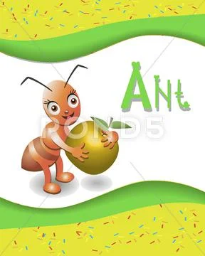 Animal alphabet ant with a colored background Illustration #32169872