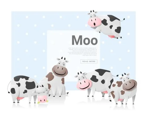 Animal background with cows Stock Illustration