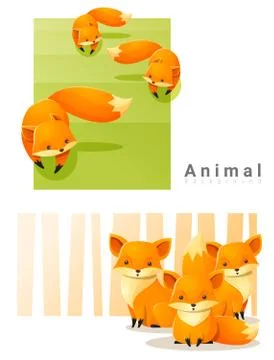 Animal background with Foxes Stock Illustration