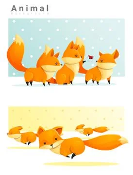 Animal background with Foxes Stock Illustration