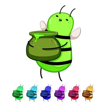 Animal bee character cartoon vector graphic Stock Illustration