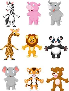 Animal cartoon posing Stock Illustration