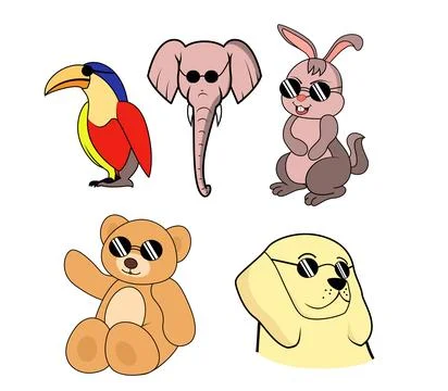 Animal cartoons  vector illustrations Stock Illustration