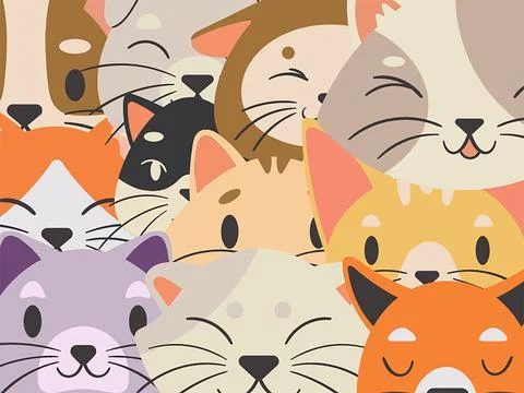 Animal cat pattern wallpaper background banner Stock Illustration