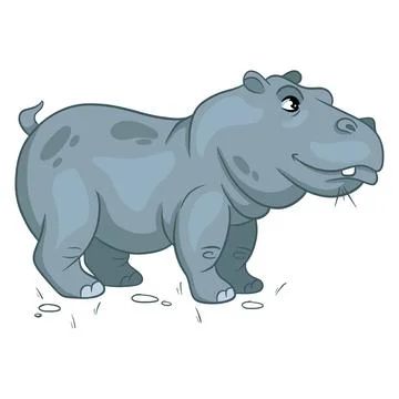 Animal character funny hippo in cartoon style. Stock Illustration
