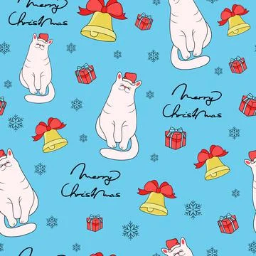 Animal Christmas seamless pattern. Stock Illustration