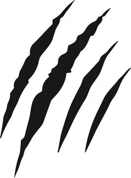Animal Claw scratch mark. Cat tiger dog lion and bear scratches paw shape. .. Stock Illustration