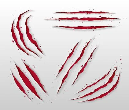 Animal claw scratch mark with red surface Stock Illustration