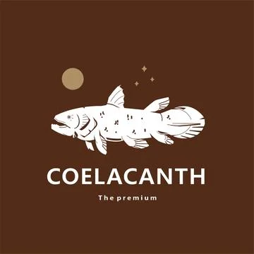 Animal coelacanth natural logo vector icon silhouette retro hipster Stock Illustration