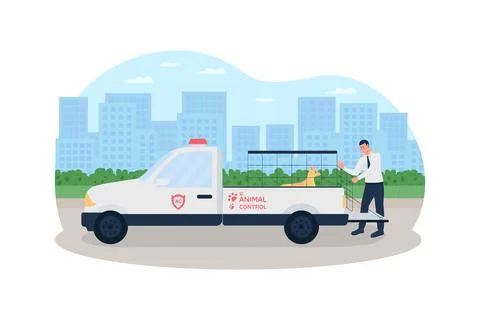 Animal control 2D vector web banner, poster Stockillustratie