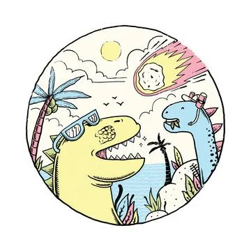 Animal Dinosaur Asteroid Day Graphic Illustration Vector Art T-shirt Design Stock Illustration
