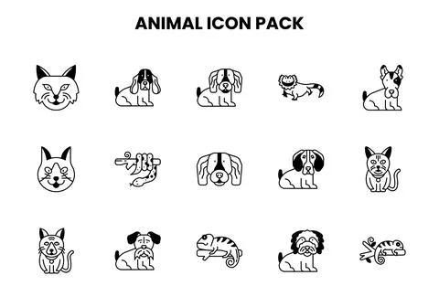 Animal DuoTone Vector Icons Pack Stock Illustration