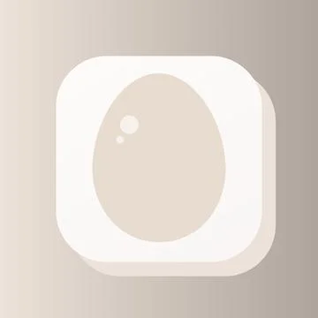 Animal egg 3d button outline icon. Healthy nutrition concept. White egg 3d Illustrazione stock