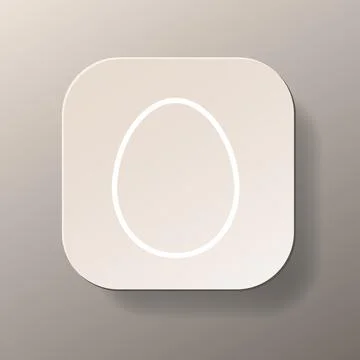 Animal egg square button, white outline icon on the white color plate. Healthy Illustrazione stock