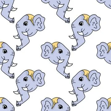Animal elephant head seamless pattern textile print. repeat pattern backgroun Illustrazione stock