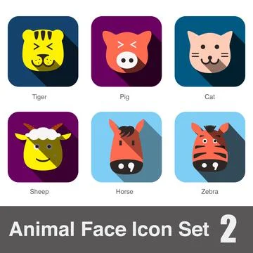 Animal face flat icon, Vector Stock Illustration