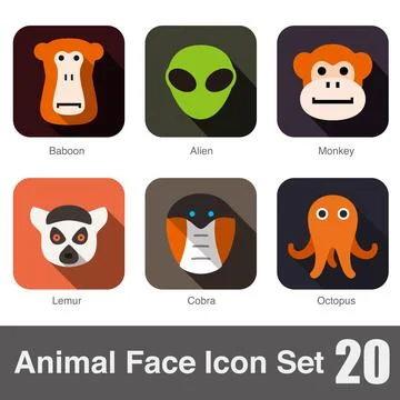 Animal face flat icon, Vector Ilustração Stock