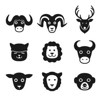 Animal face flat icon, Vector Illustrazione stock