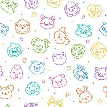 Animal face seamless pattern set Illustrazione stock