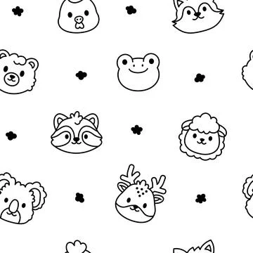 Animal face seamless pattern set Stock Illustration