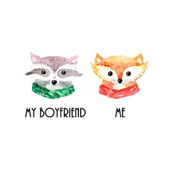 Animal faces for couples Stock Illustration