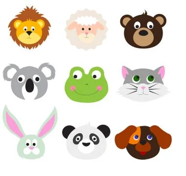 Animal Faces Set Stock Illustration