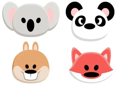 Animal faces set Stock Illustration
