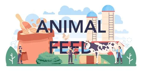Animal feed typographic header. Fodder industry production for pet Stock Illustration