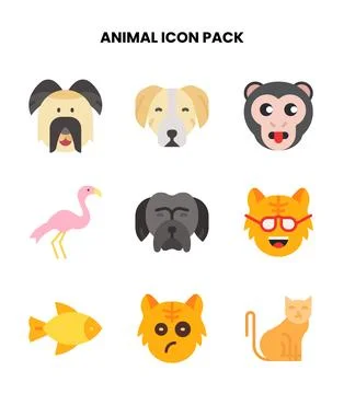Animal Flat Icons Pack Stock Illustration
