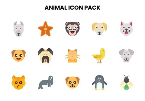 Animal Flat Scalable Icons Pack Stock Illustration