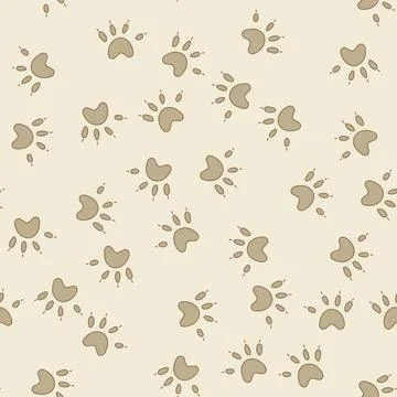 Animal Footprint Pattern. Bear paws with claws. Chaotic seamless print of animal Stock Illustration