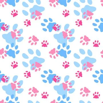 Animal footprint seamless pattern. Cat and dog foot. Zoo and wildlife footsteps Stock Illustration