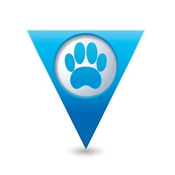 Animal footstep BLUE triangular map pointer Stock Illustration